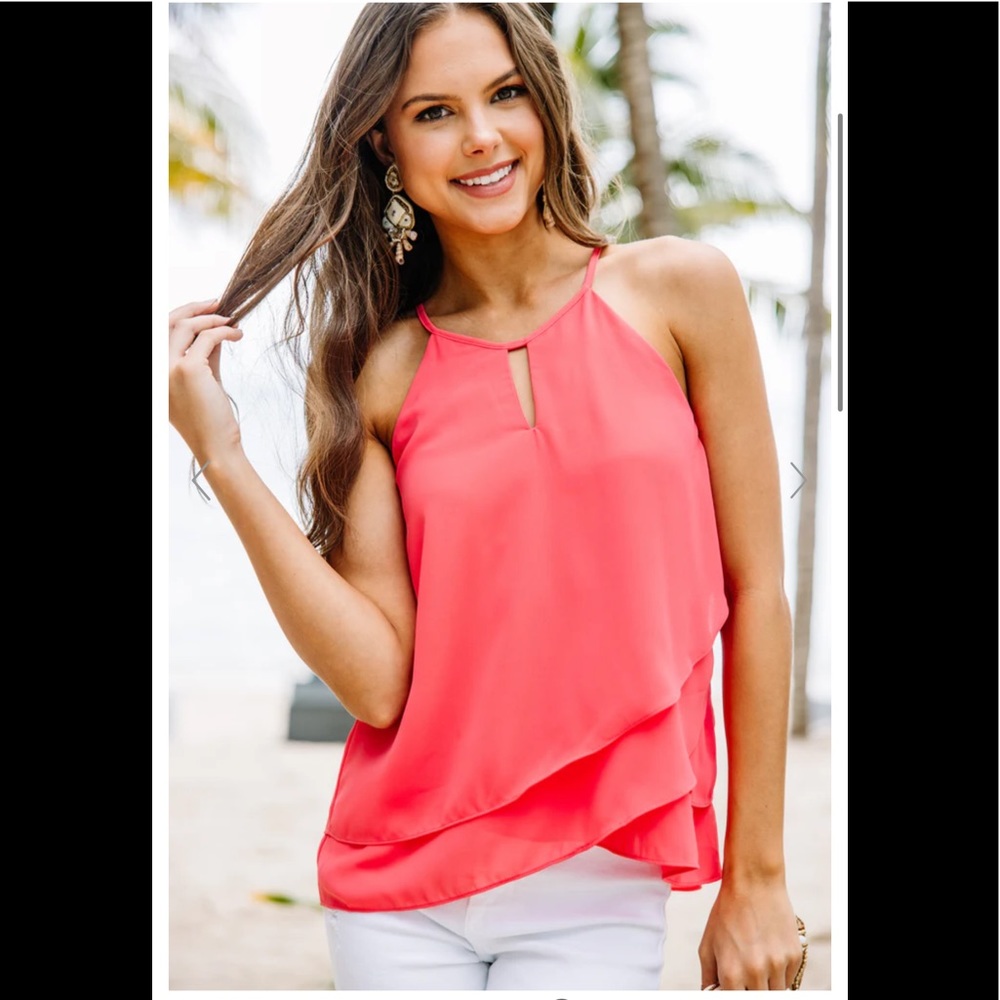 This Is It Coral Pink Ruffled Tank